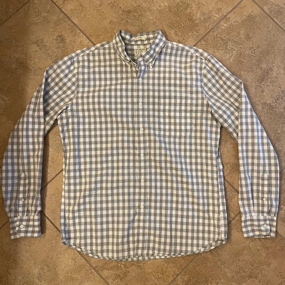 J crew mens stretch slim gingham shirt